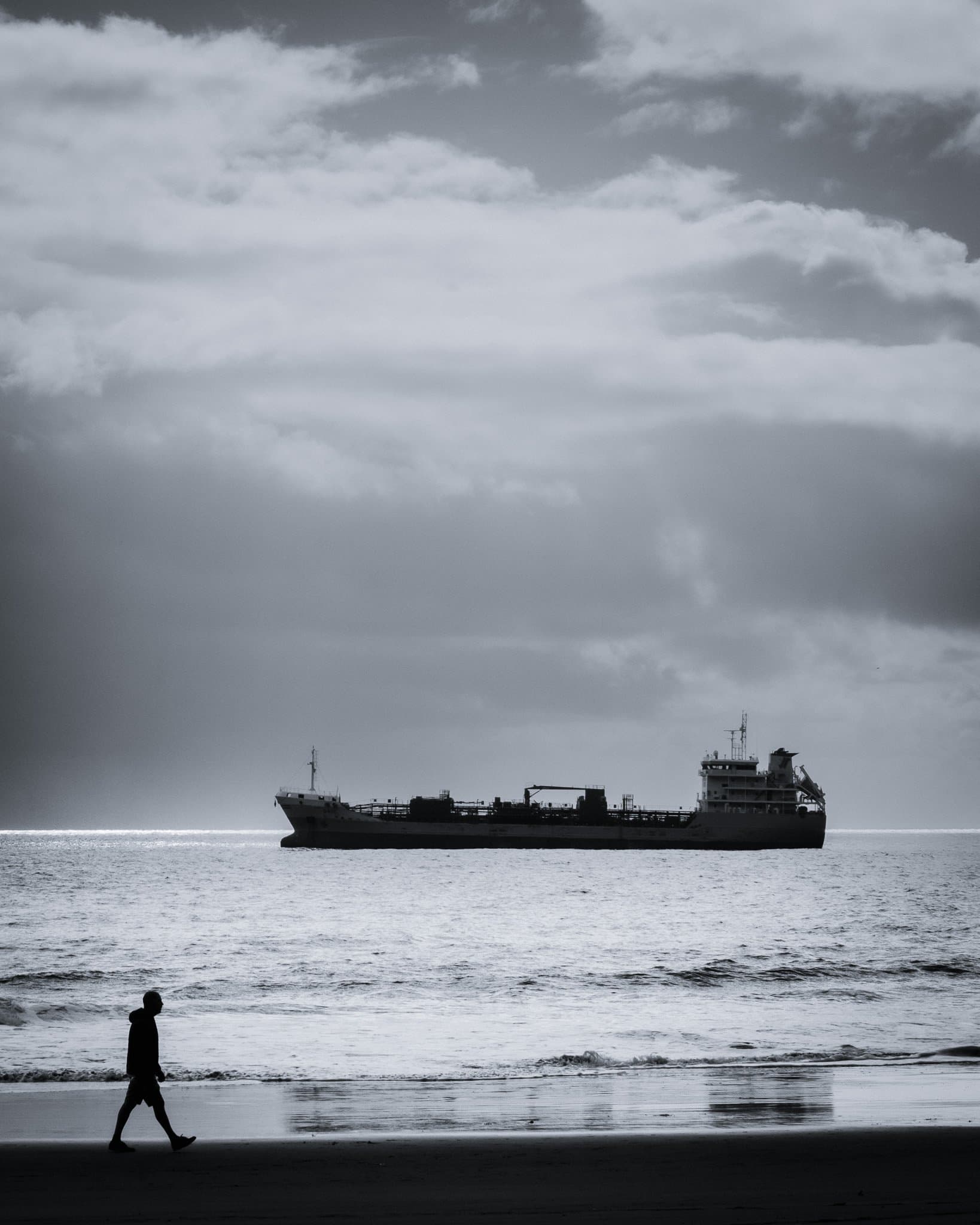 The creator dwarfed by the creation; a study in displacement and ambition.